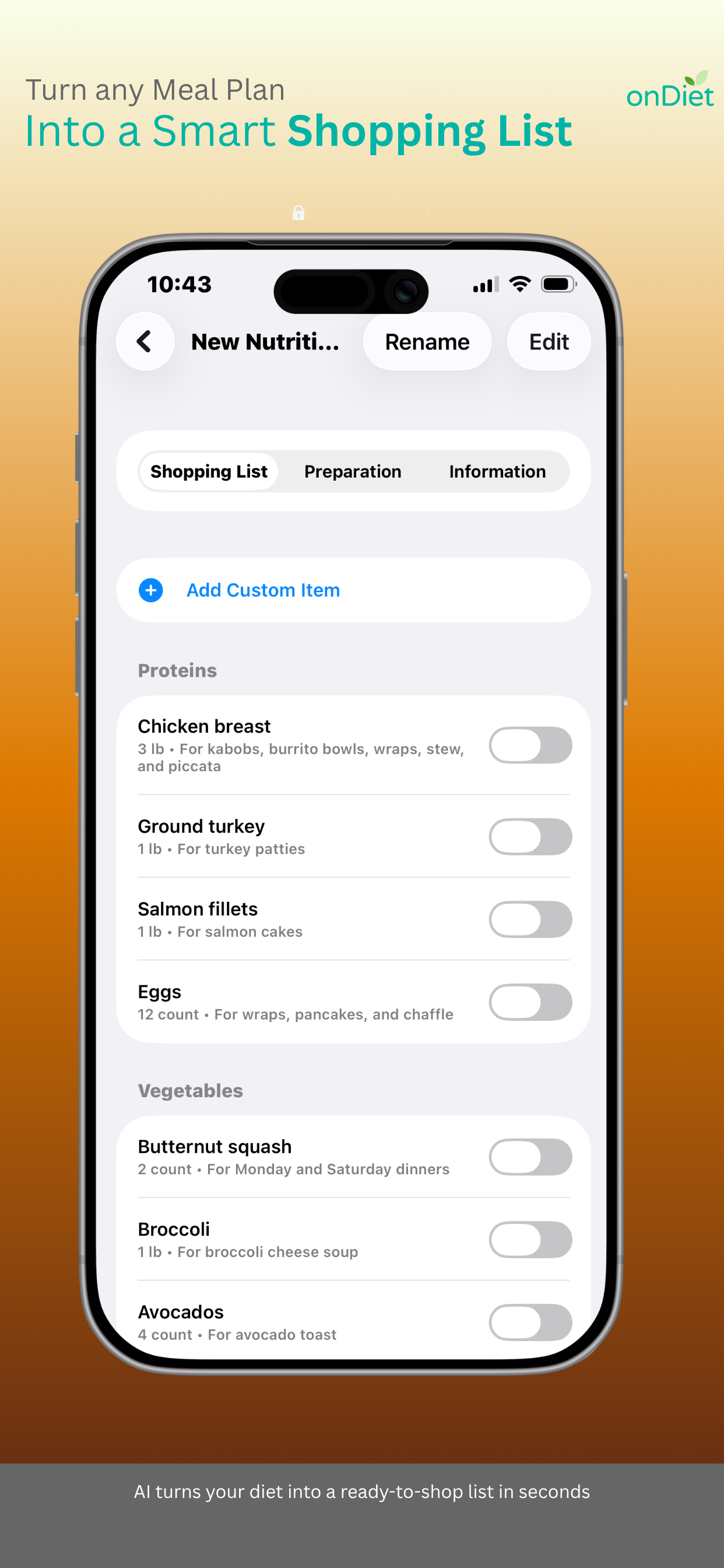 OnDiet AI iPhone home screen